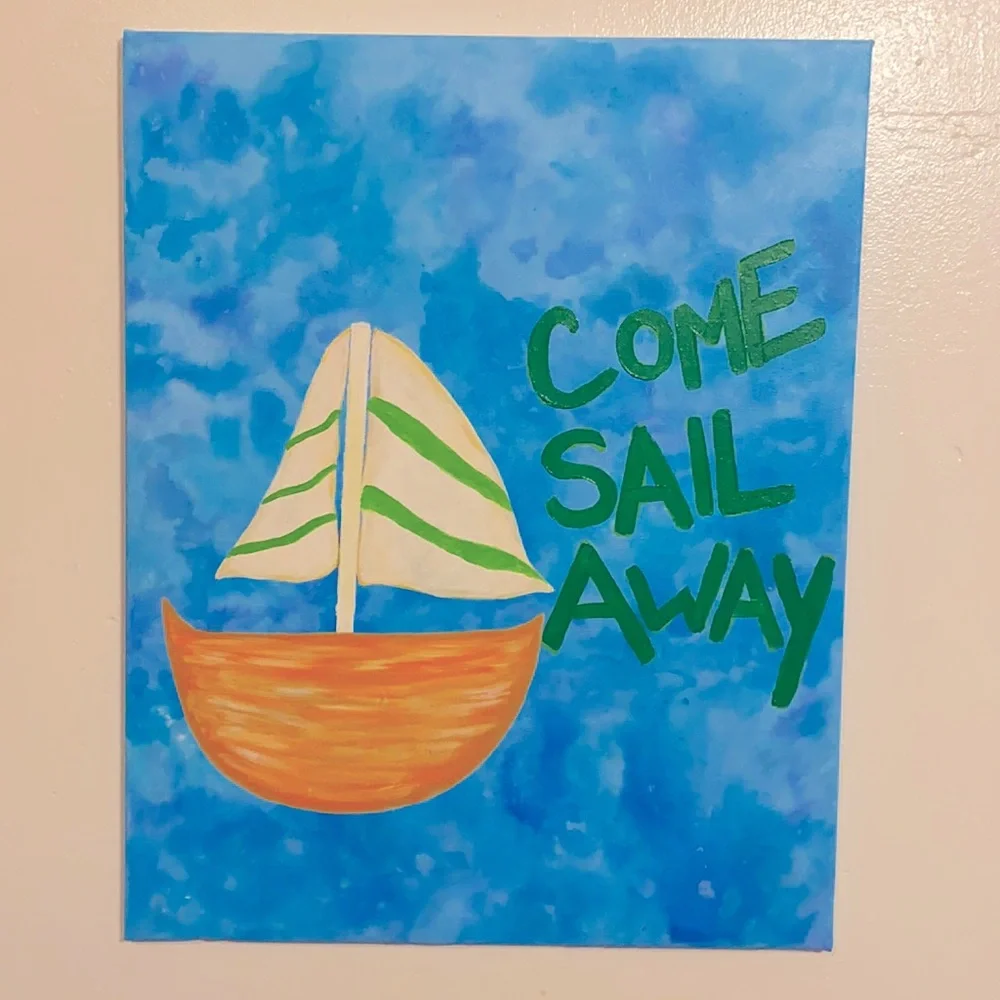 Whimsical Sailing Wall Art 16” x 20” Acrylic Decor Painting